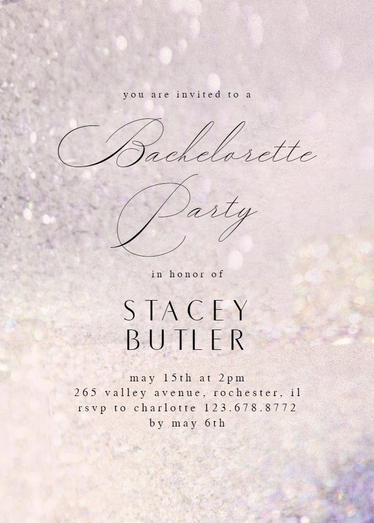 Romantic shimmer - bachelorette party invitation